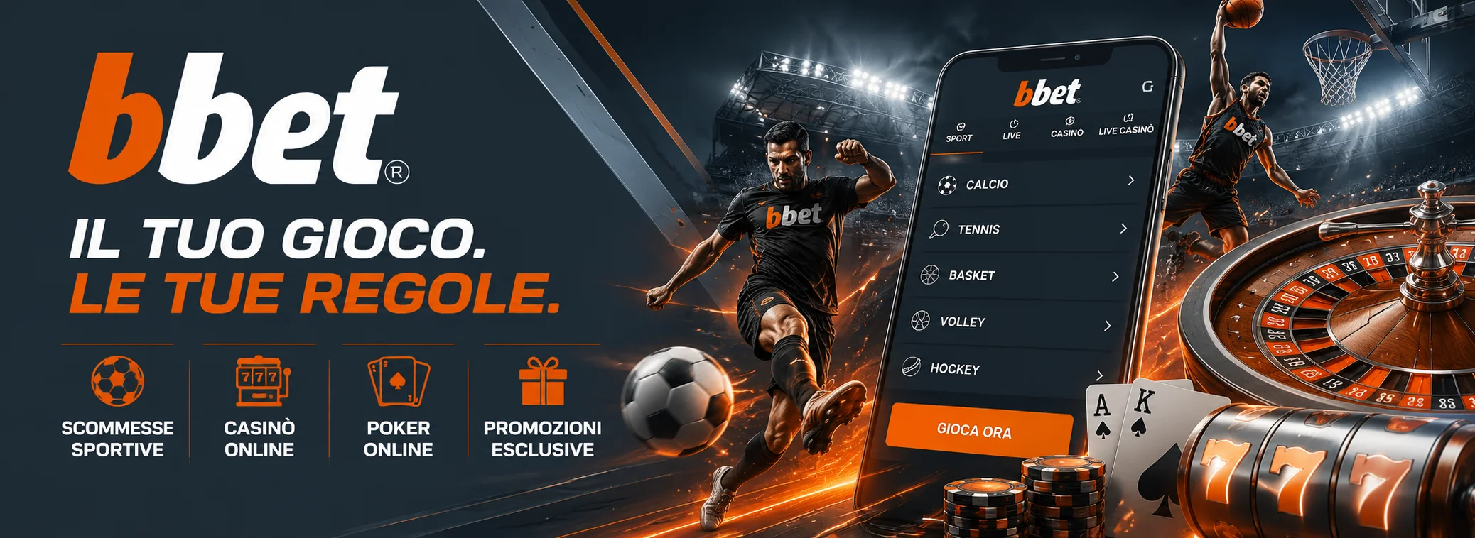 Banner Bbet Casino con bonus sport 100% fino a 100 euro e quote live